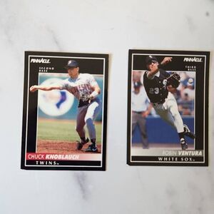 Robin Ventura Chuck Knoblauch 1992 baseball card Minnesota twins pinnacle #119